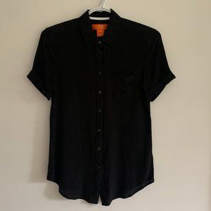 100% Silk Black Button Down T-Shirt - Joe Fresh XS